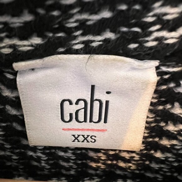 Cabi Sweater Womens Size XXS Black & White Stripe Split Front & Back Turtle Neck - Picture 2 of 16